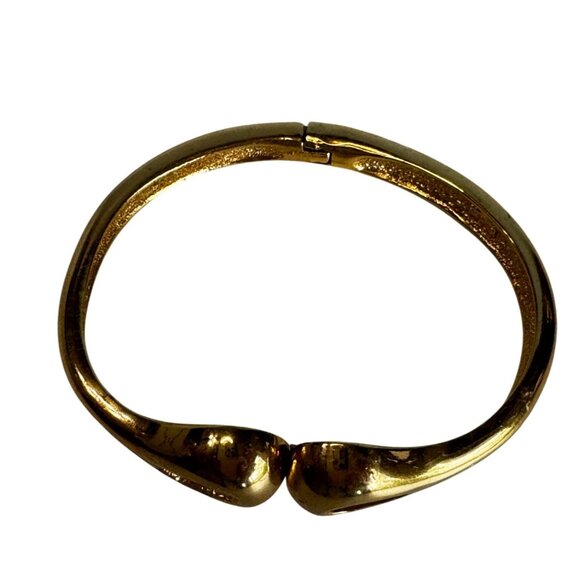 Vintage Vendome Swan Head Hinged Bracelet Gold Tone Metal 6 Inch - Picture 3 of 7